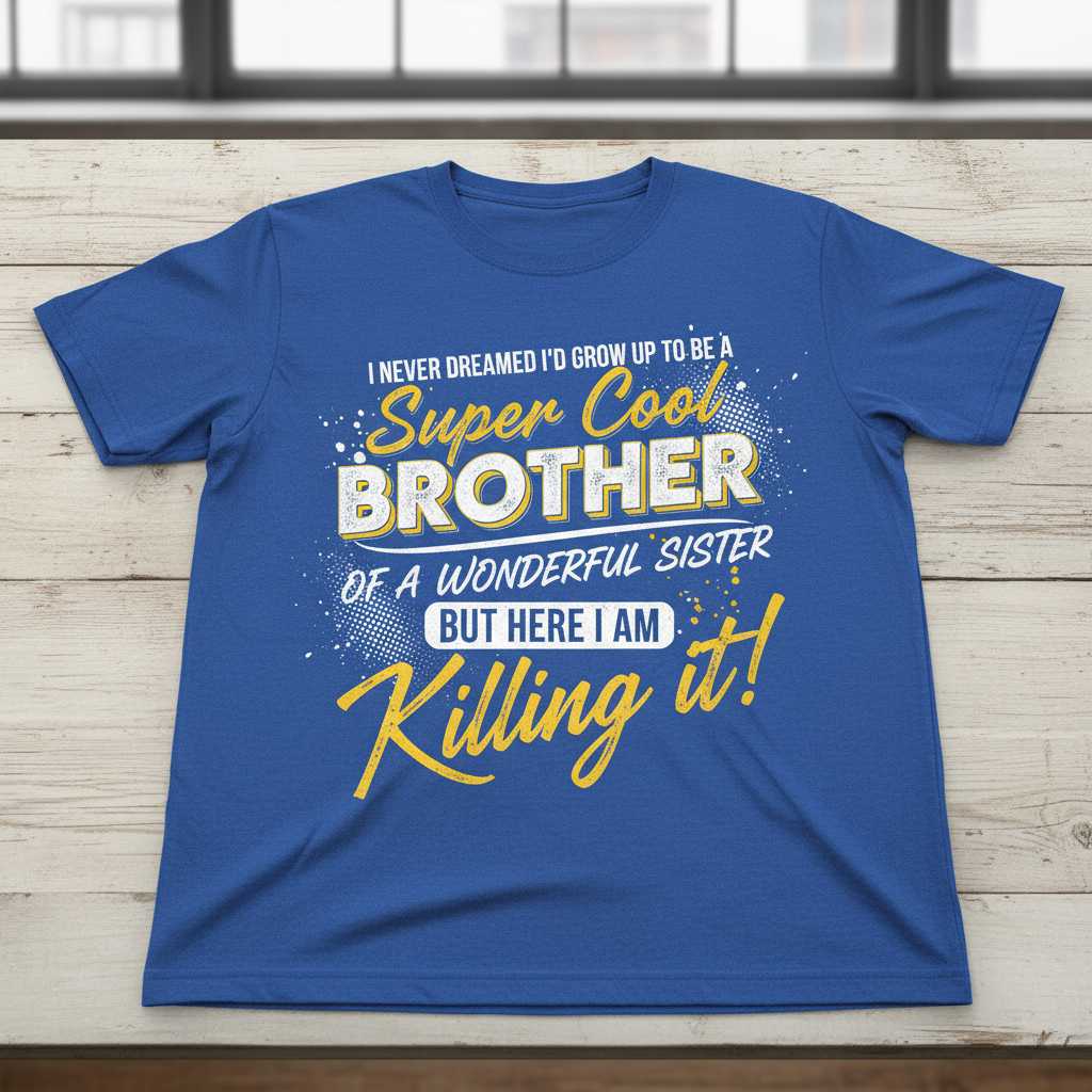 I Never Dreamed Id Grow Up To Be A Super Cool Brother Of A Wonderful Sister But Here I Am Killing It! Distressed T-Shirt Funny Tee Idea