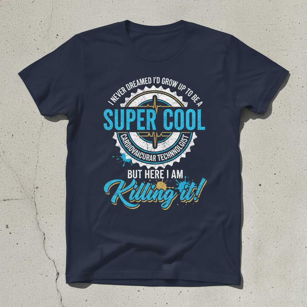 I Never Dreamed Id Grow Up To Be A Super Cool Cardiovascular Technologist But Here I Am Killing It Distressed T-Shirt Novelty Tee