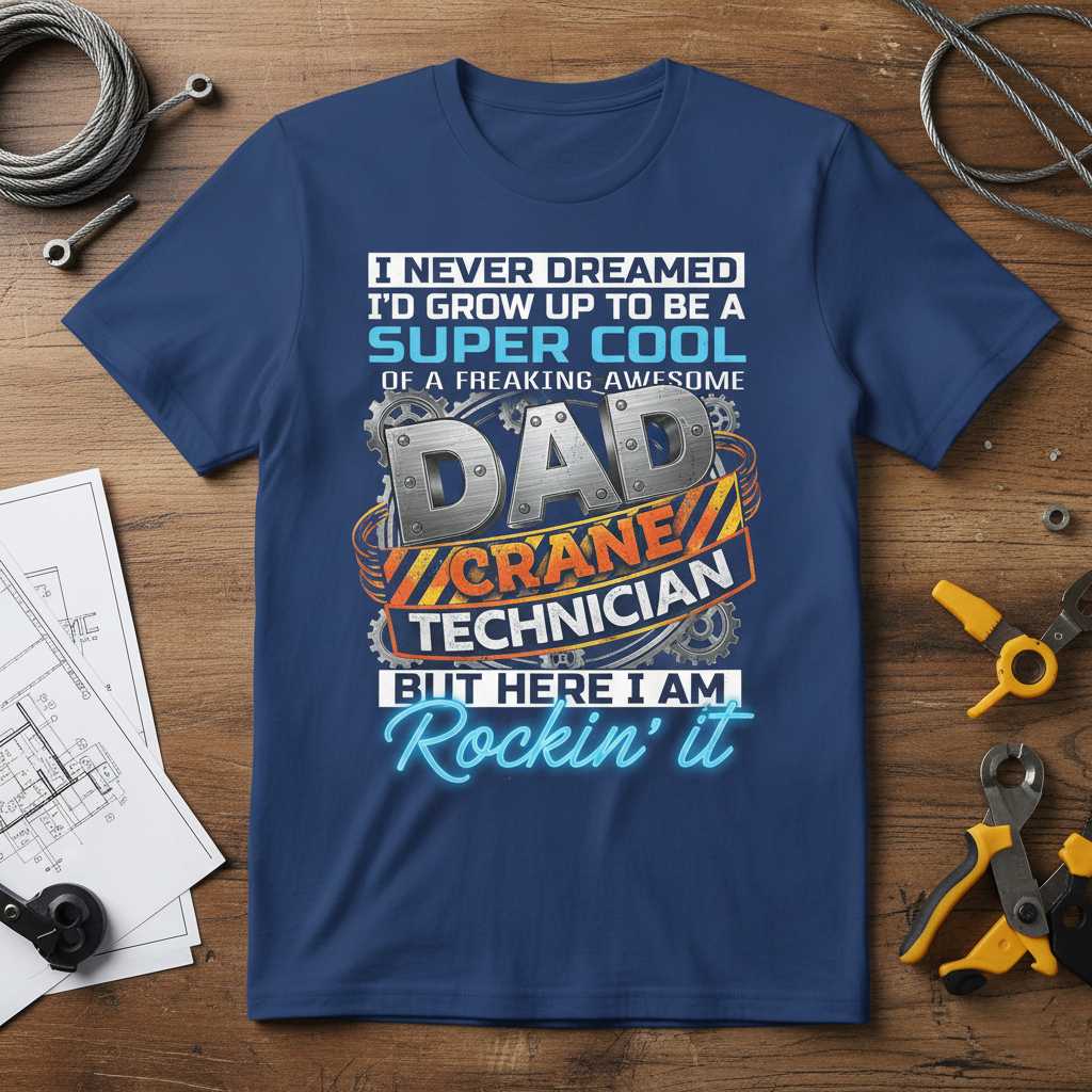 I Never Dreamed Id Grow Up To Be A Super Cool Dad Of A Freaking Awesome Crane Technician But Here I Am Rockin It T-Shirt Tee Gear