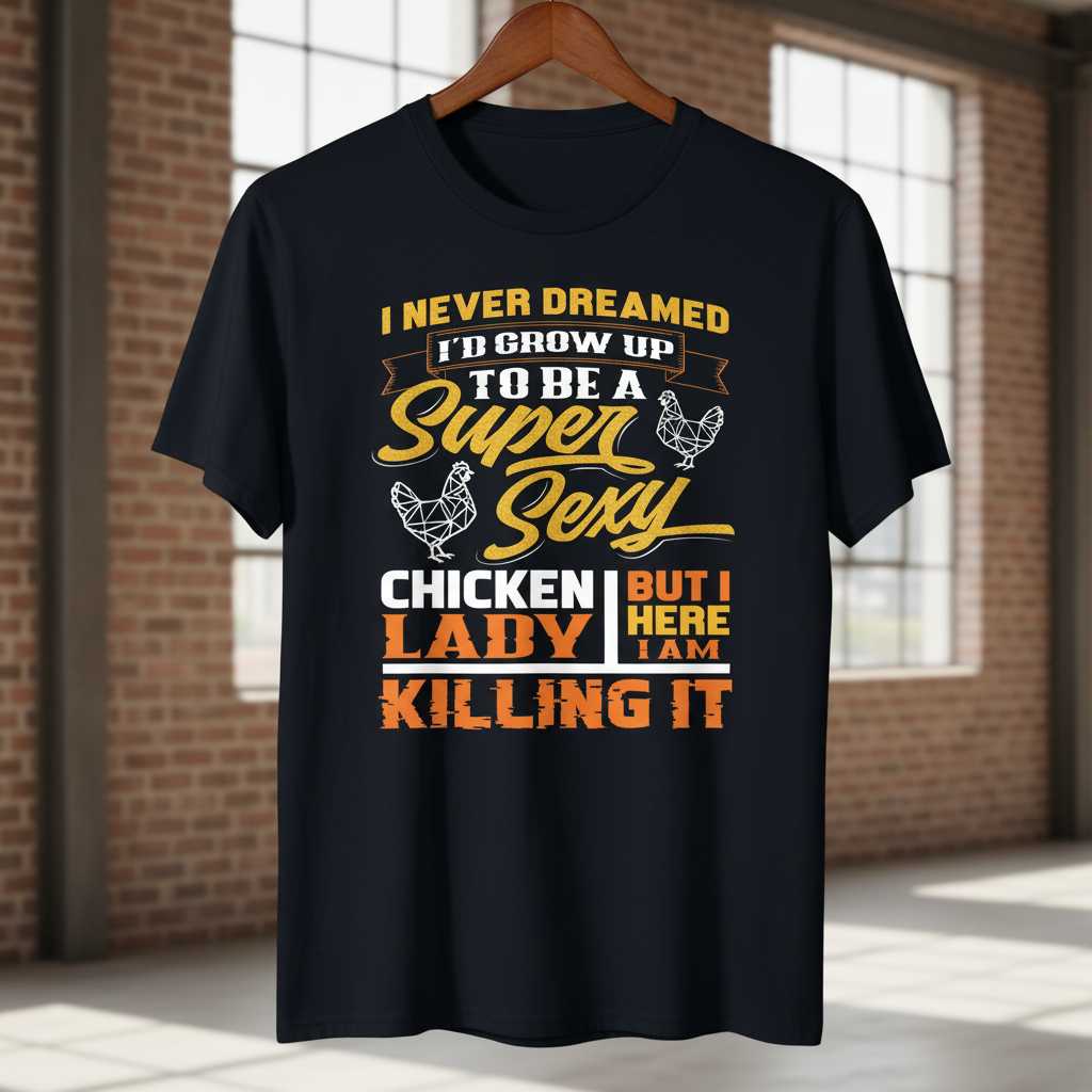 I Never Dreamed Id Grow Up To Be A Super Sexy Chicken Lady But Here I Am Killing It Funny T-Shirt Tee