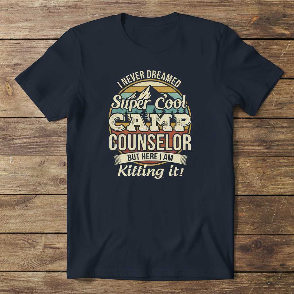 I Never Dreamed Super Cool Camp Counselor But Here I Am Killing It! Vintage T-Shirt, Retro Tee Gear