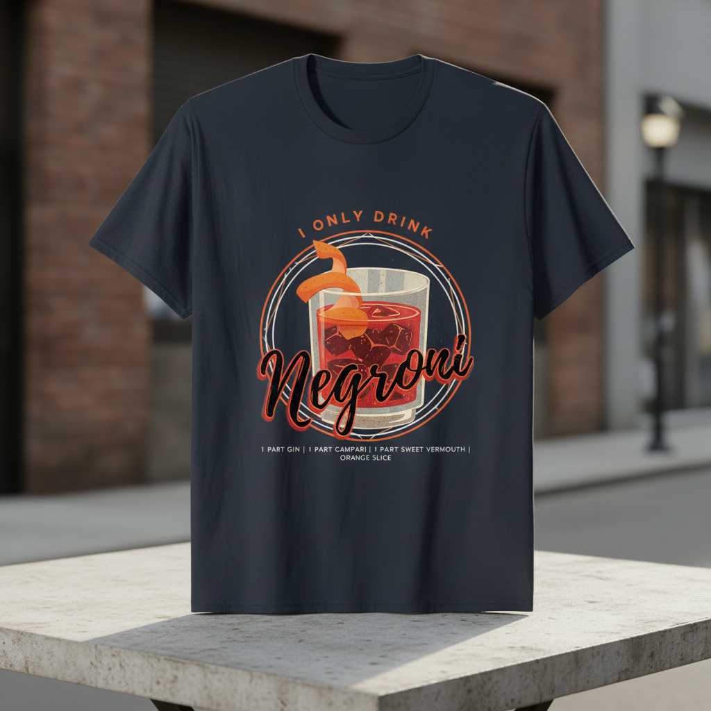 I Only Drink Negroni Retro Graphic T-Shirt, Funny Cocktail Recipe Novelty Tee