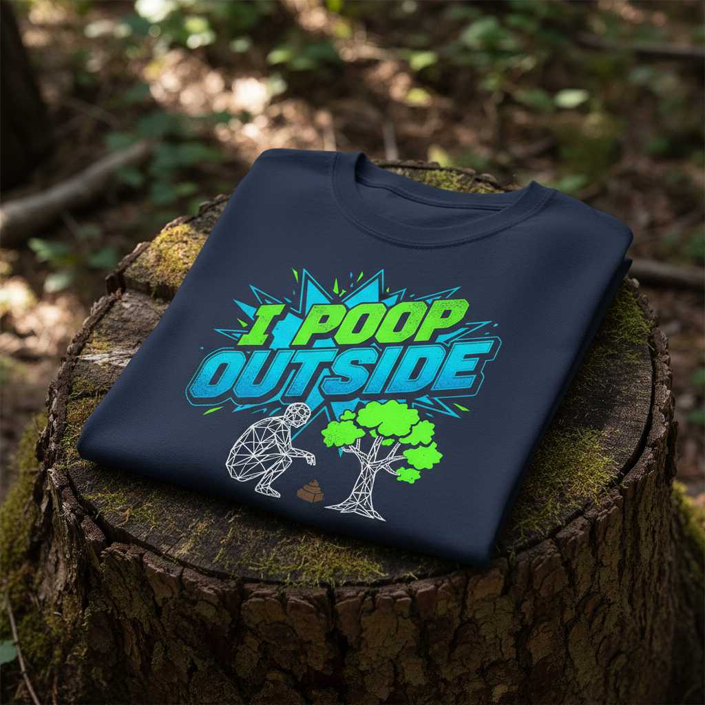 I Poop Outside Funny Hiking T-Shirt, Graphic Camping Tee Backpacking Gear