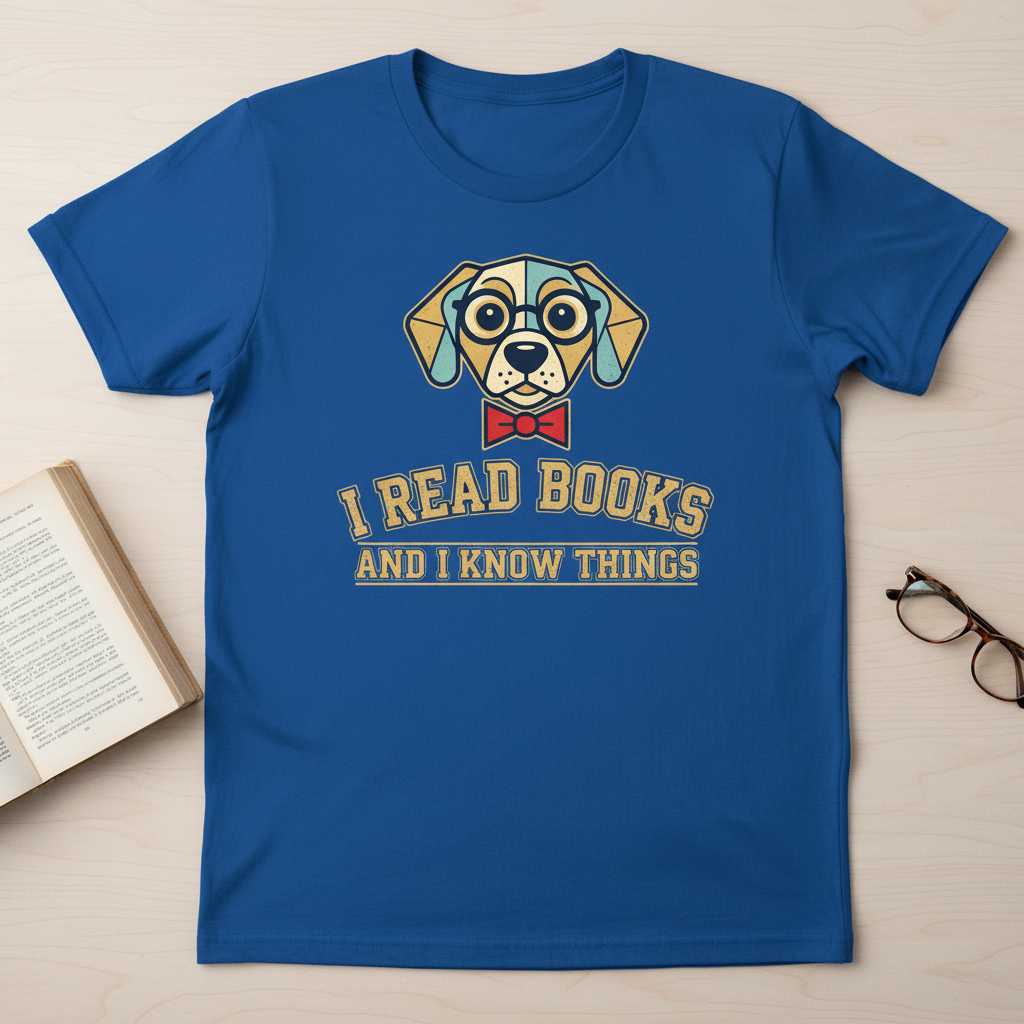 I Read Books And I Know Things T-Shirt Funny Dog Lover Graphic Tee Idea