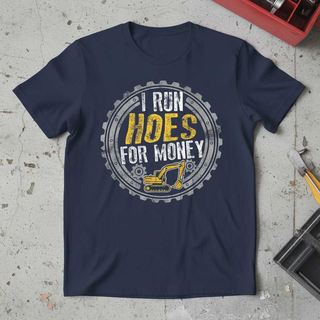 I Run Hoes For Money Distressed T-Shirt, Funny Excavator Operator Tee Gear