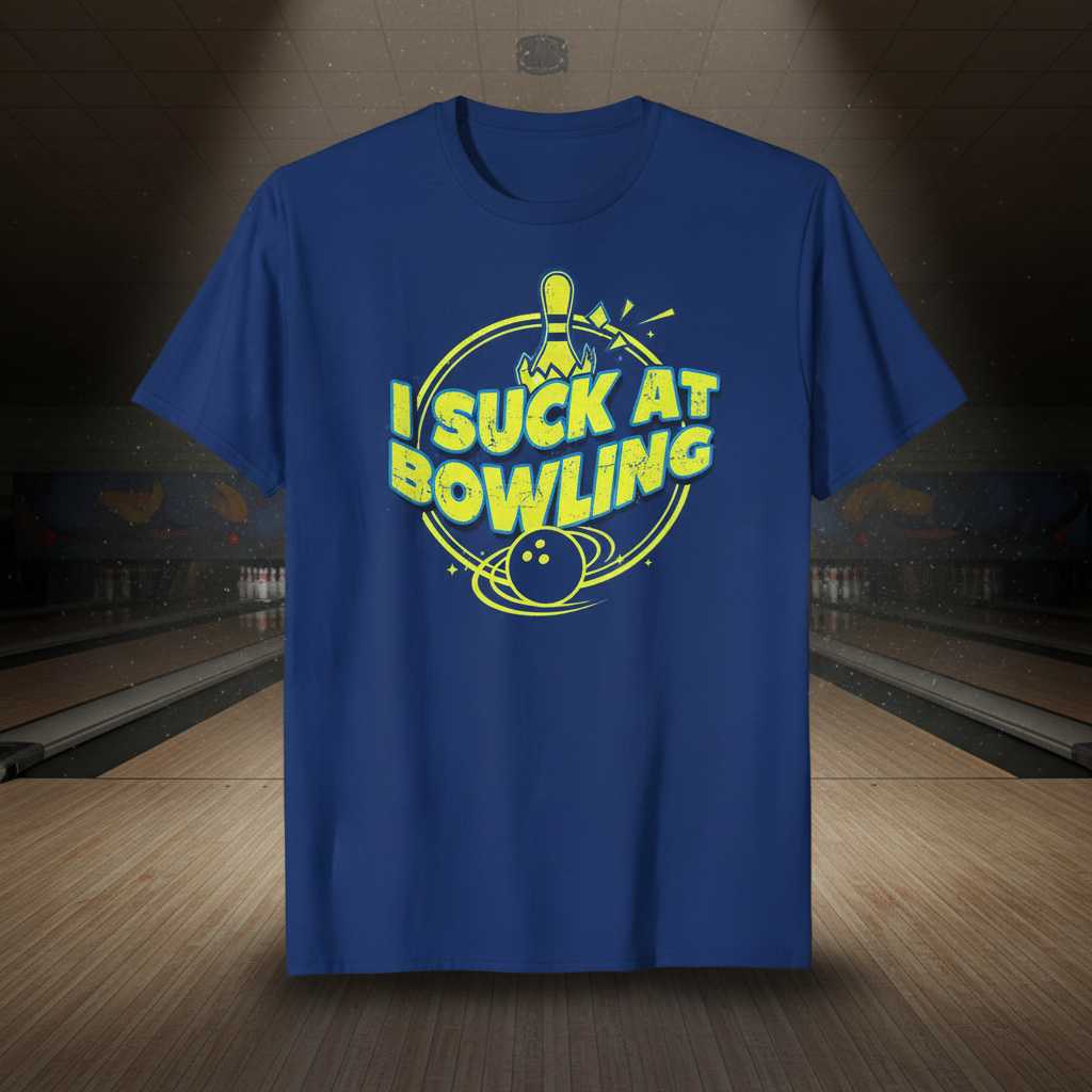 I Suck At Bowling Retro Distressed T-Shirt Funny Graphic Tee Outfit Idea