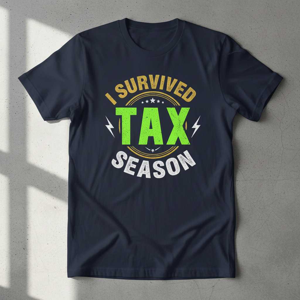 I Survived Tax Season Distressed T-Shirt, Funny CPA Bookkeeper Tee Gift Idea