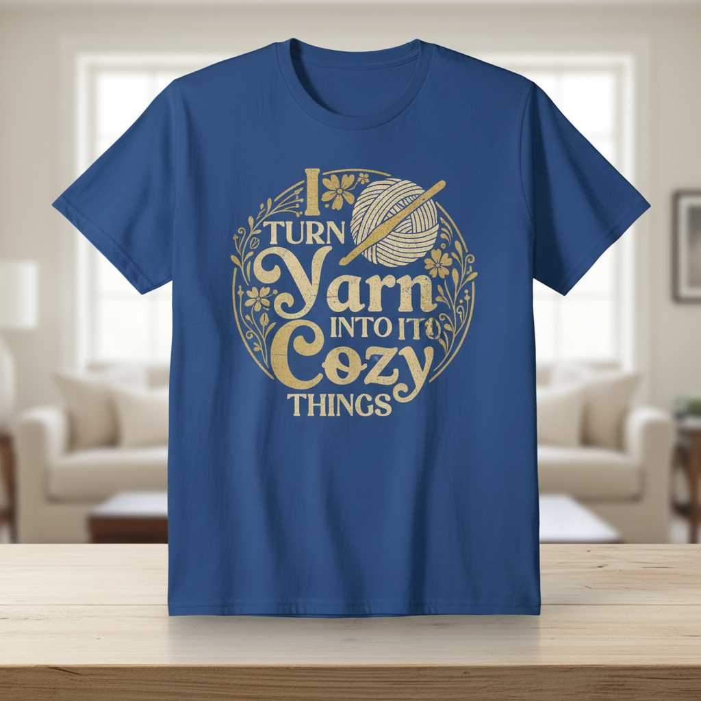 I Turn Yarn Into Cozy Things Vintage T-Shirt, Funny Graphic Crochet Tee Idea