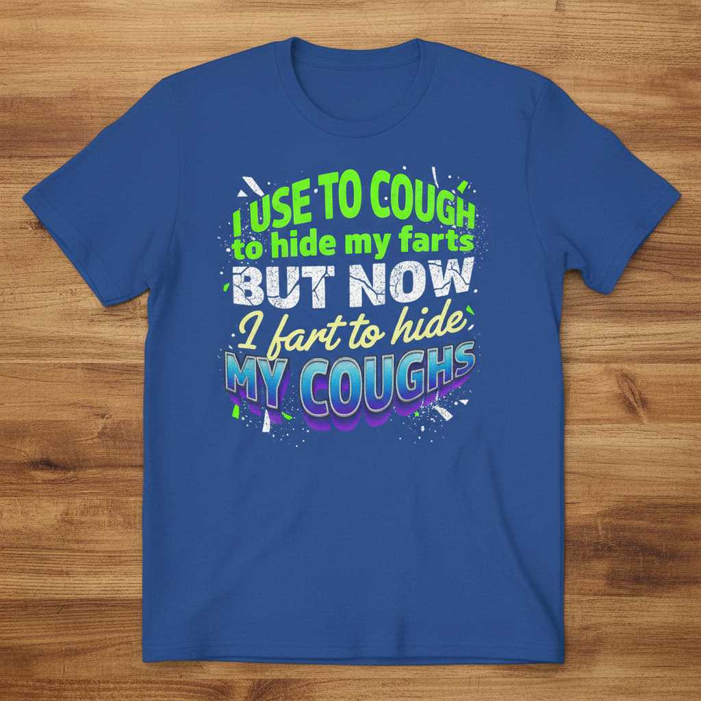 I Use To Cough To Hide My Farts But Now I Fart To Hide My Coughs Distressed T-Shirt Funny Tee