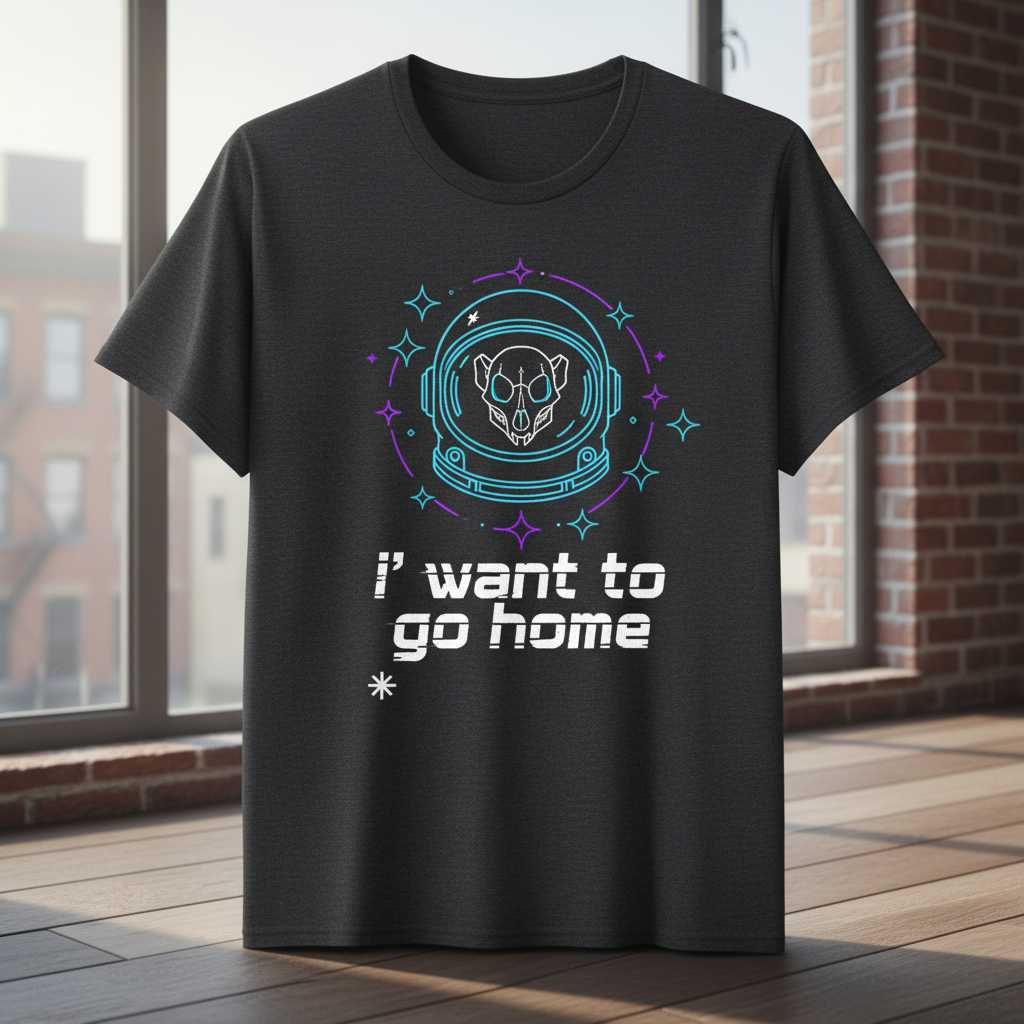 I Want To Go Home Astronaut Skull Space Retro T-Shirt, Graphic Tee Gift Idea