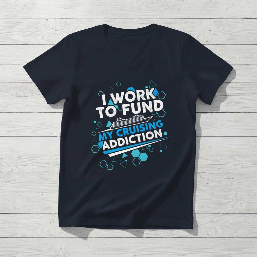 I Work To Fund My Cruising Addiction Funny T-Shirt Graphic Tee Souvenir