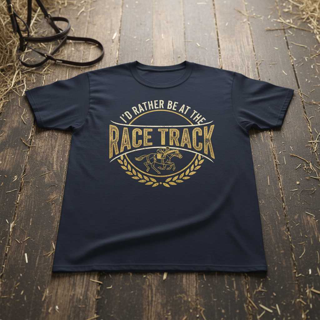 Id Rather Be At The Race Track Vintage T-Shirt, Novelty Equestrian Tee Gear
