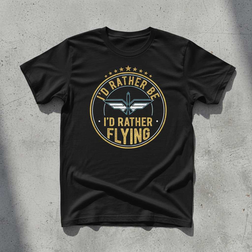 Id Rather Be Flying Vintage Aviation T-Shirt, Funny Pilot Tee Gear