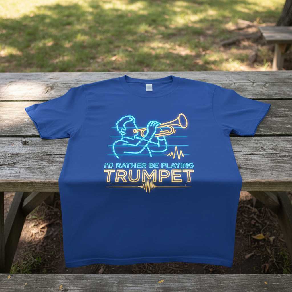 Id Rather Be Playing Trumpet Retro Graphic T-Shirt, Music Novelty Tee Idea