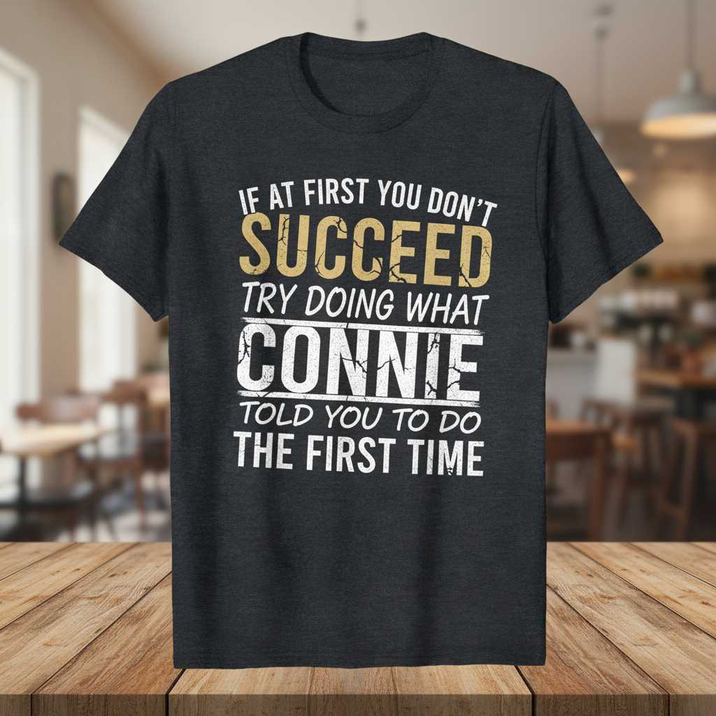 If At First You Dont Succeed Try Doing What Connie Told You To Do The First Time Distressed T-Shirt, Funny Tee Idea