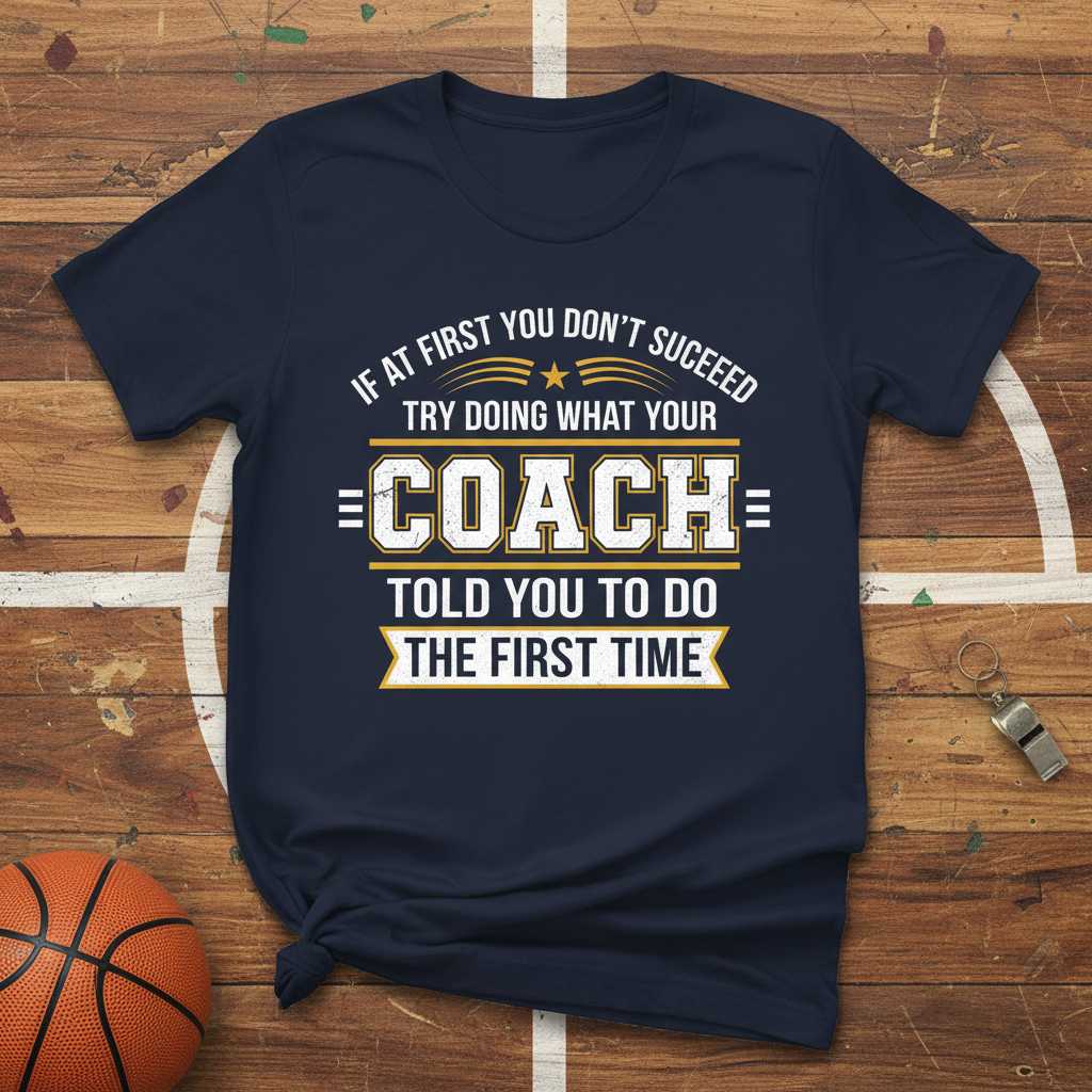 If At First You Dont Succeed Try Doing What Your Coach Told You To Do The First Time Vintage T-Shirt Funny Tee Idea