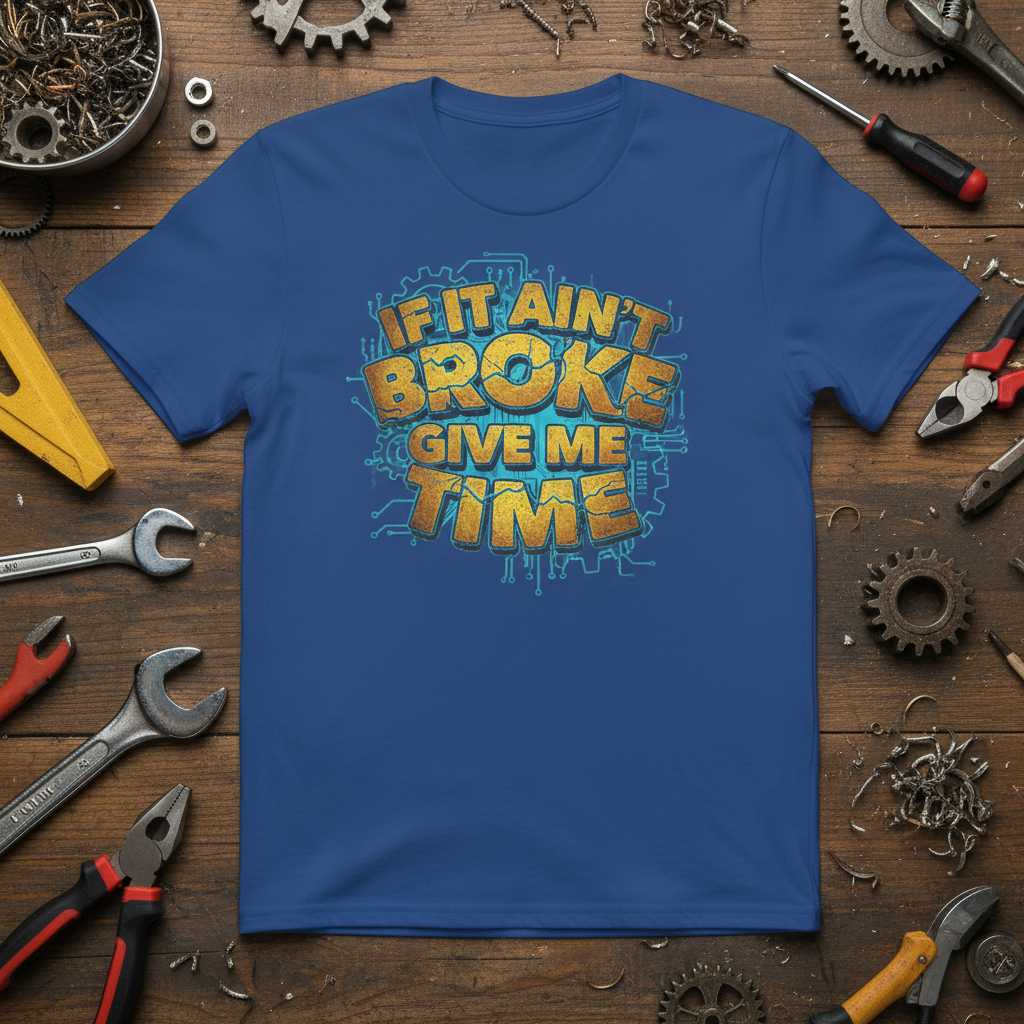 If It Aint Broke Give Me Time Distressed T-Shirt, Funny Novelty Tee Gear