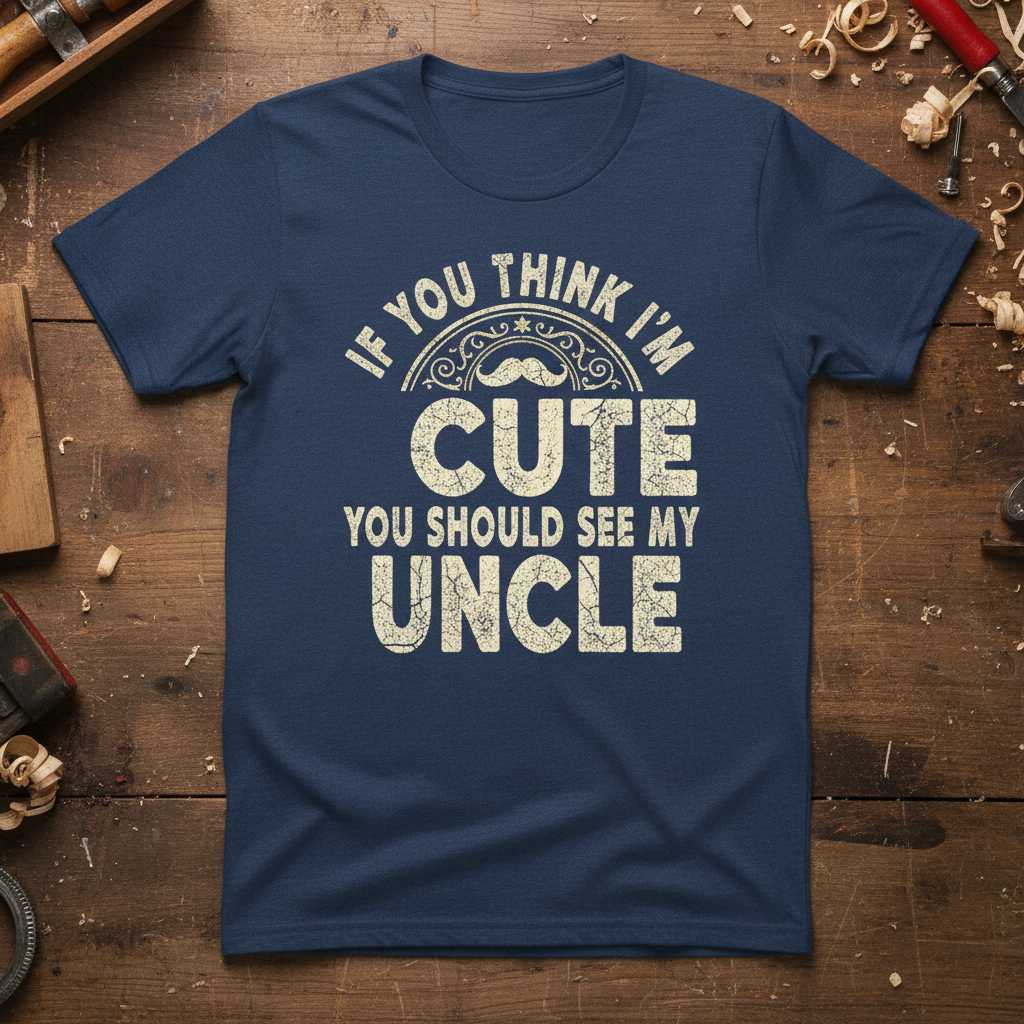 If You Think Im Cute You Should See My Uncle Vintage Distressed T-Shirt, Funny Tee