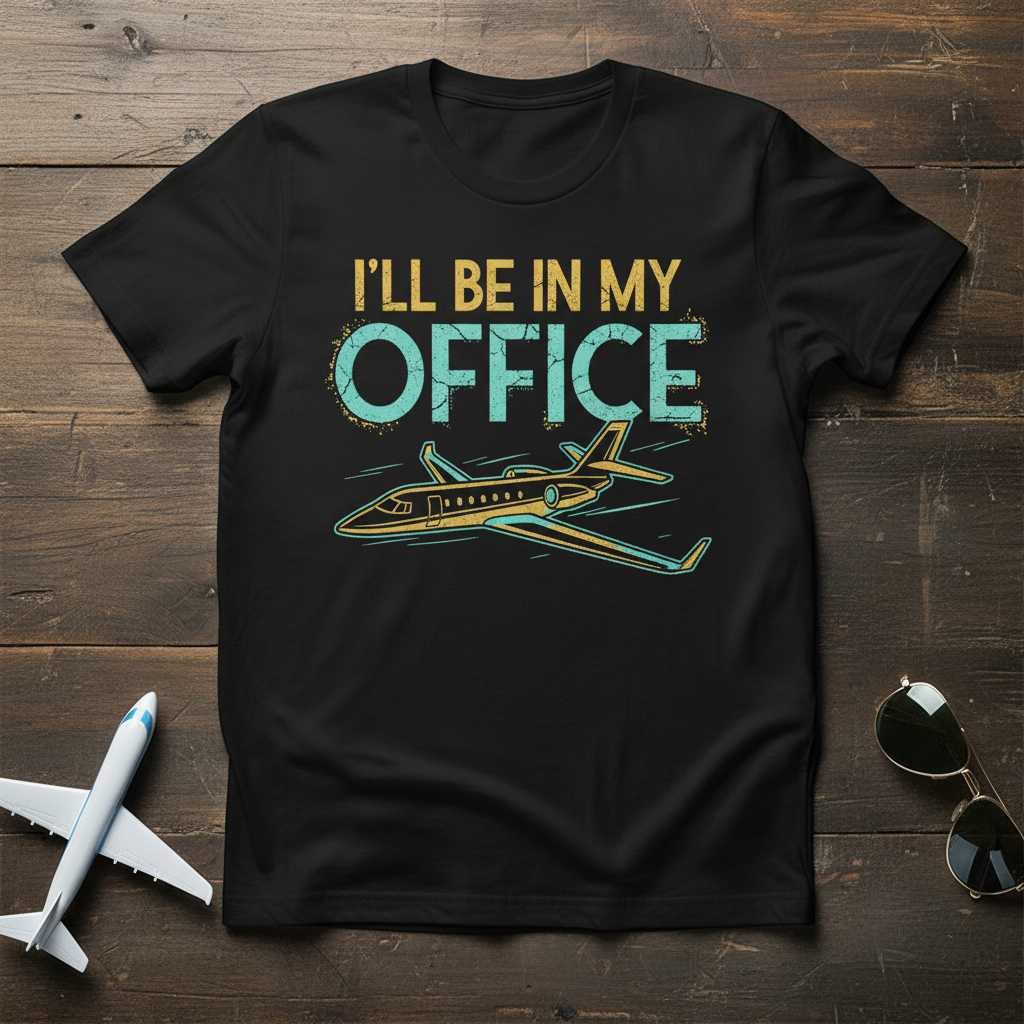 Ill Be In My Office Distressed Pilot T-Shirt, Funny Aviation Tee Gift Idea