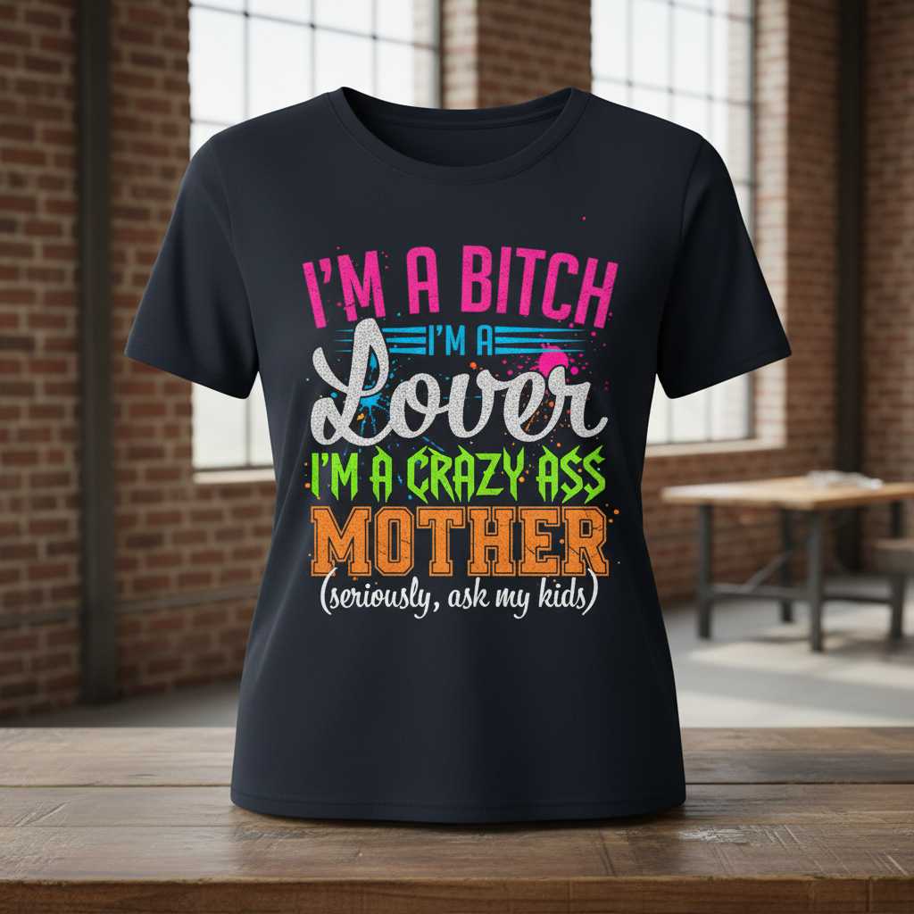 Im A Bitch Im A Lover Im A Crazy Ass Mother Seriously Ask My Kids Distressed T-Shirt Funny Tee