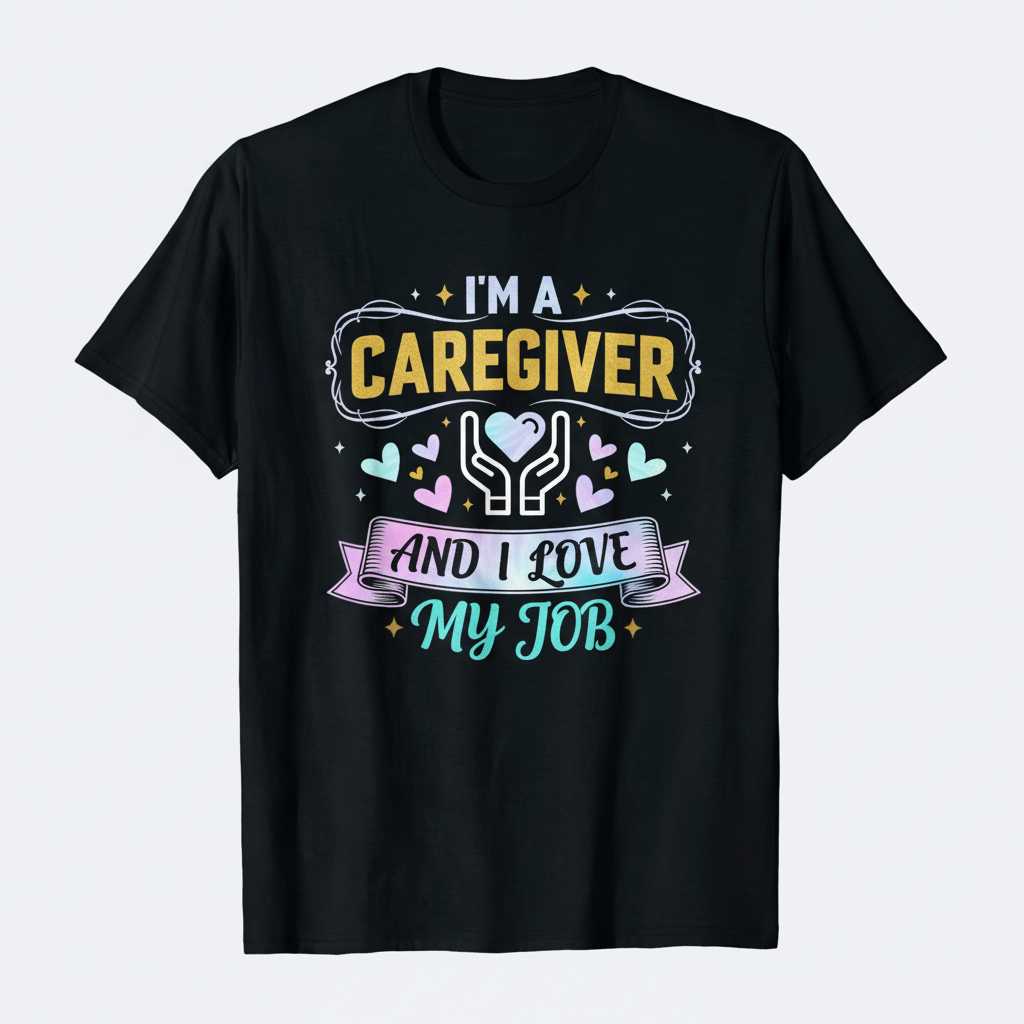 Im A Caregiver And I Love My Job Graphic T-Shirt, Cute Novelty Tee Gift Idea