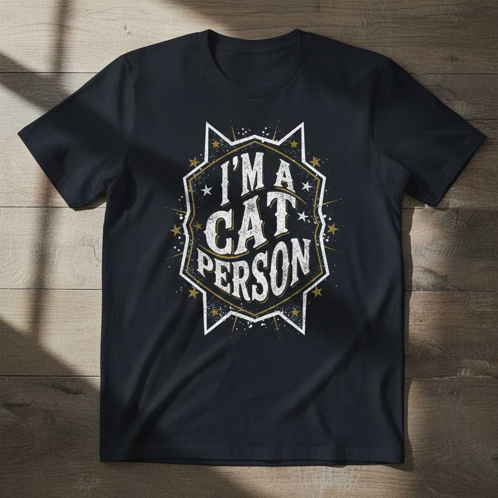 Im A Cat Person Vintage Distressed T-Shirt, Funny Graphic Tee Novelty Souvenir