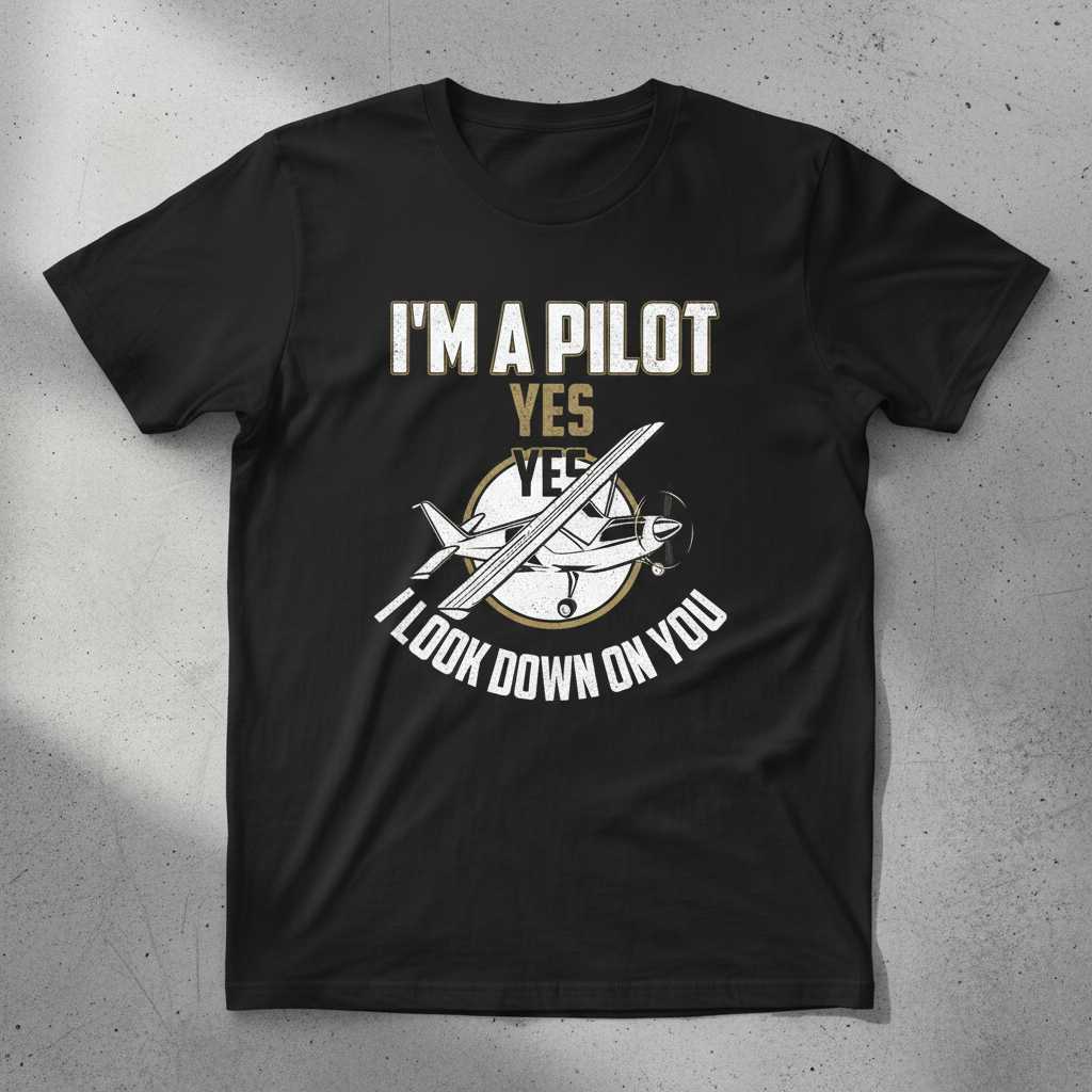 Im A Pilot Yes Yes I Look Down On You Vintage Distressed T-Shirt, Funny Tee Gear