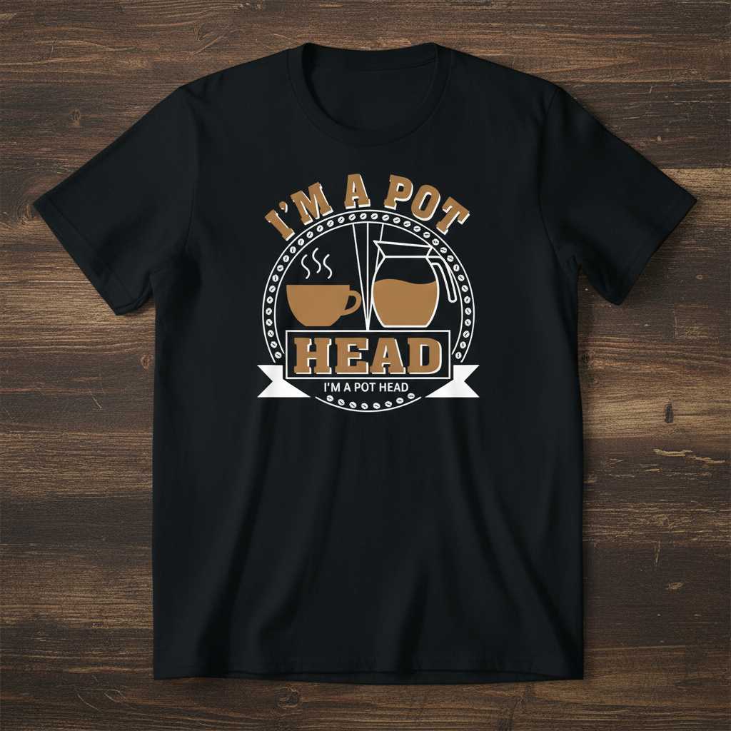 Im A Pot Head Retro T-Shirt, Funny Coffee Drinker Graphic Novelty Tee Idea