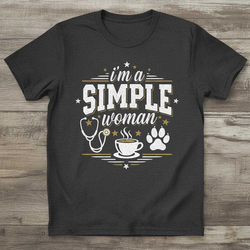 Im A Simple Woman Vintage Distressed T-Shirt, Graphic Nurse Tee Top Idea