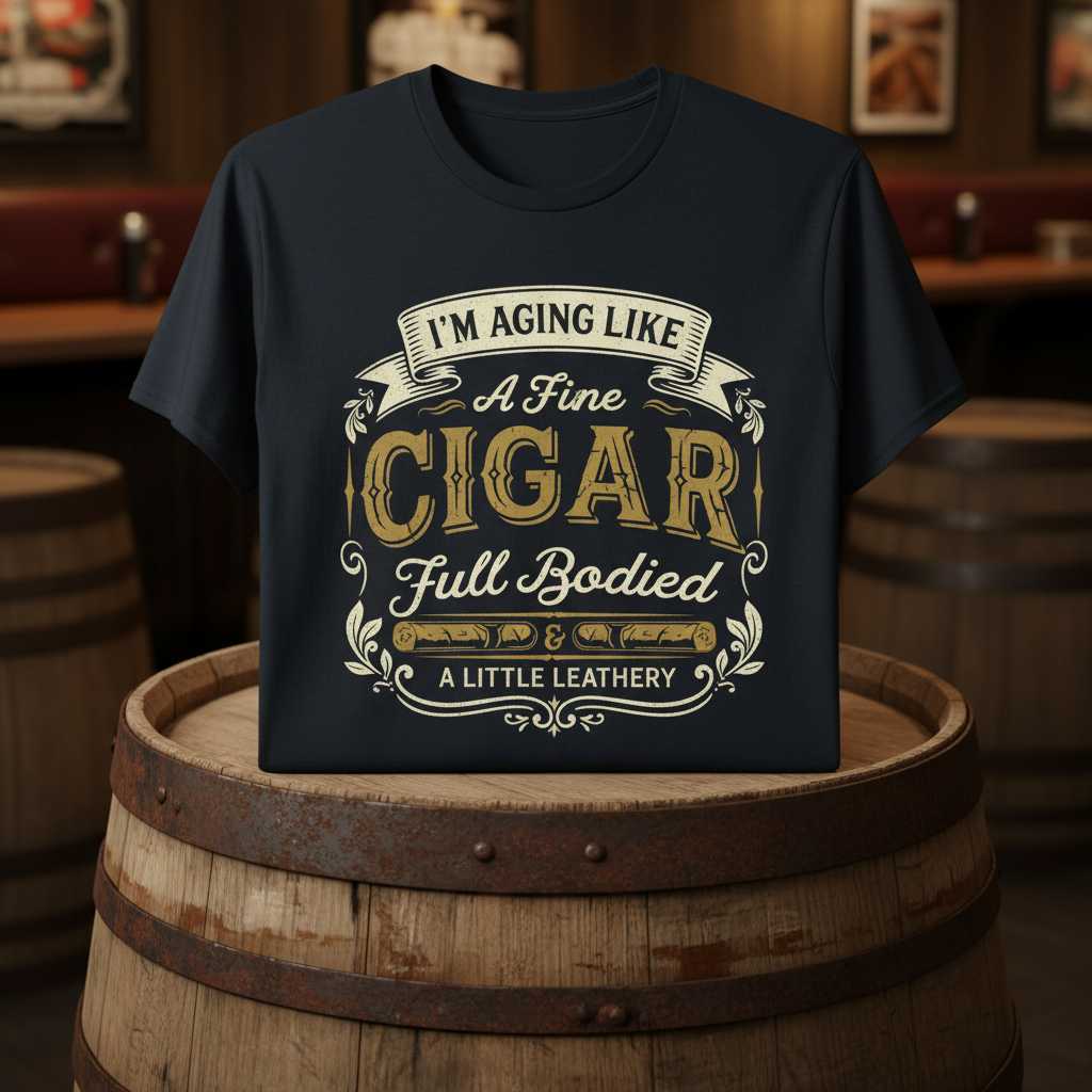 Im Aging Like A Fine Cigar Full Bodied A Little Leathery Vintage T-Shirt Funny Tee Idea