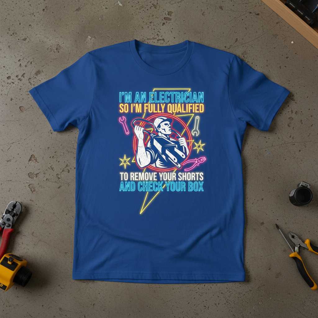 Im An Electrician So Im Fully Qualified To Remove Your Shorts And Check Your Box Retro T-Shirt Funny Tee