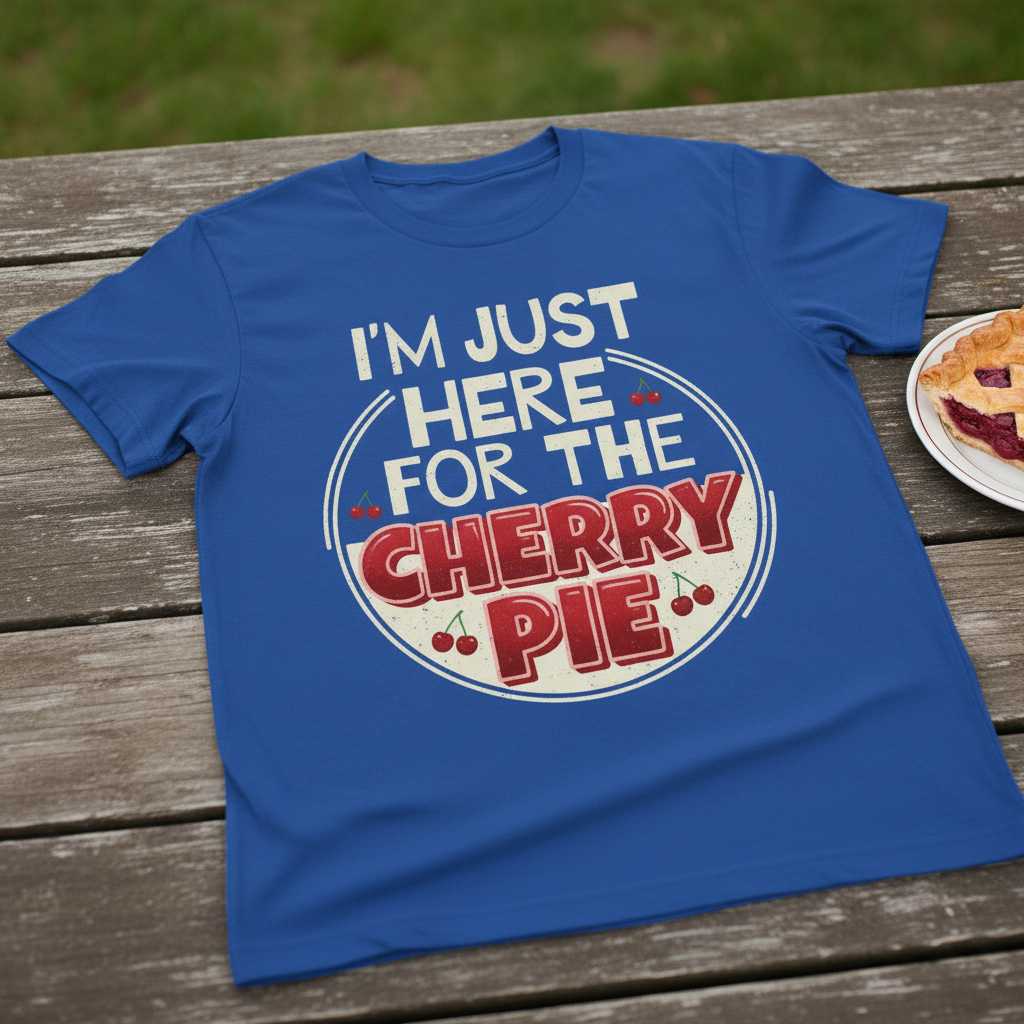 Im Just Here For The Cherry Pie Retro Vintage T-Shirt, Funny Graphic Tee Idea