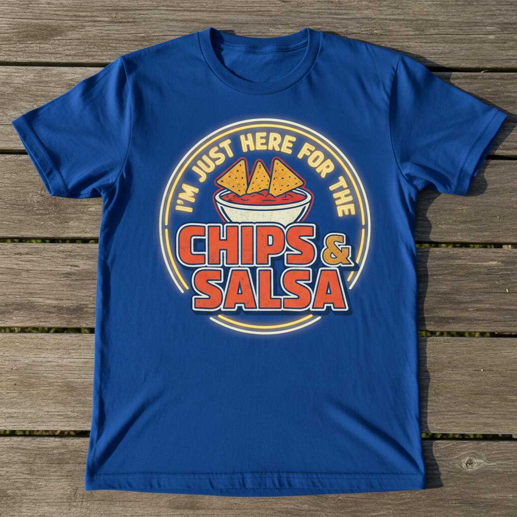 Im Just Here For The Chips & Salsa Retro T-Shirt, Funny Novelty Tee Idea