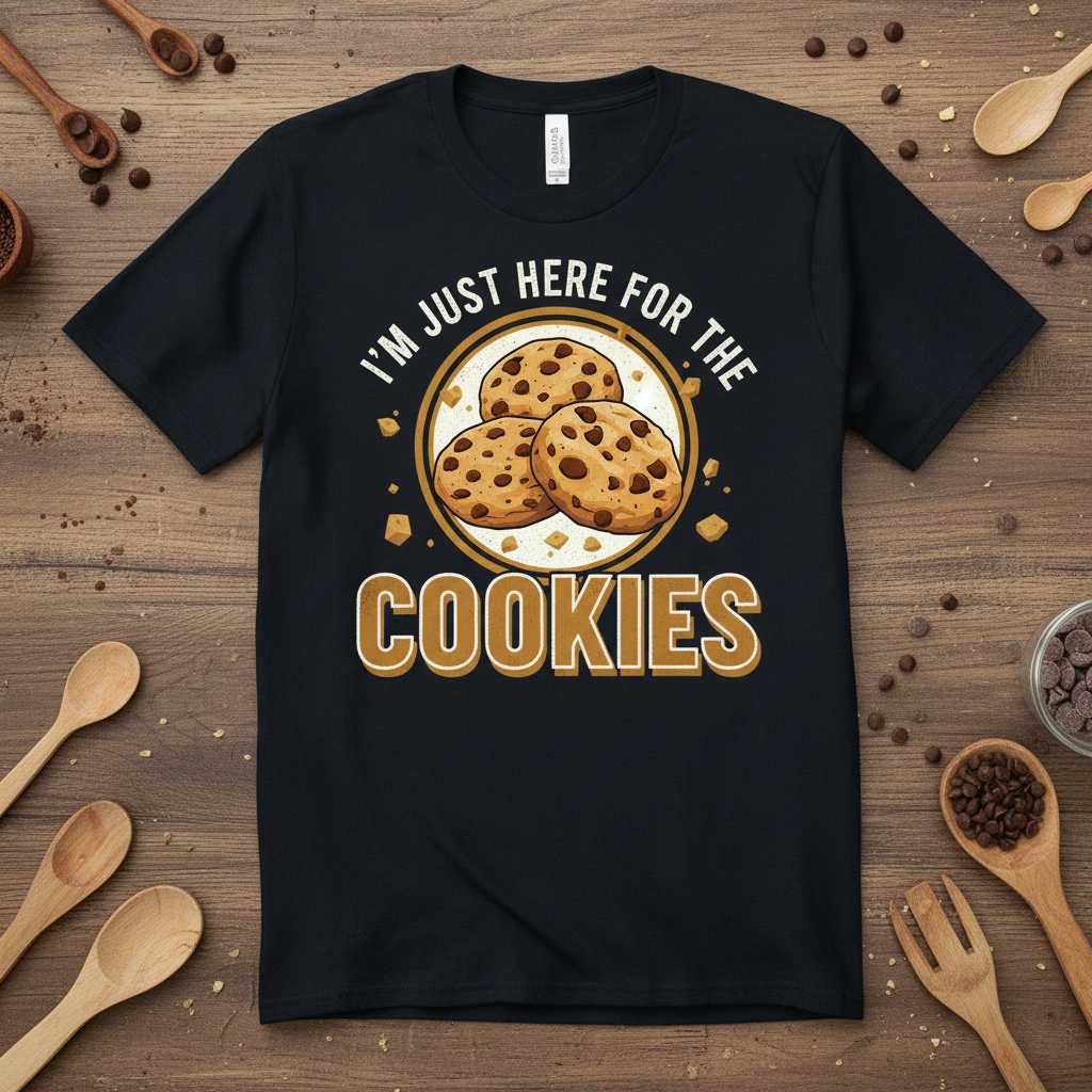 Im Just Here For The Cookies Retro T-Shirt, Funny Graphic Tee Present Idea
