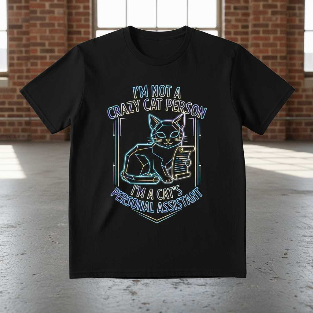 Im Not A Crazy Cat Person Im A Cats Personal Assistant Funny T-Shirt Graphic Tee Idea