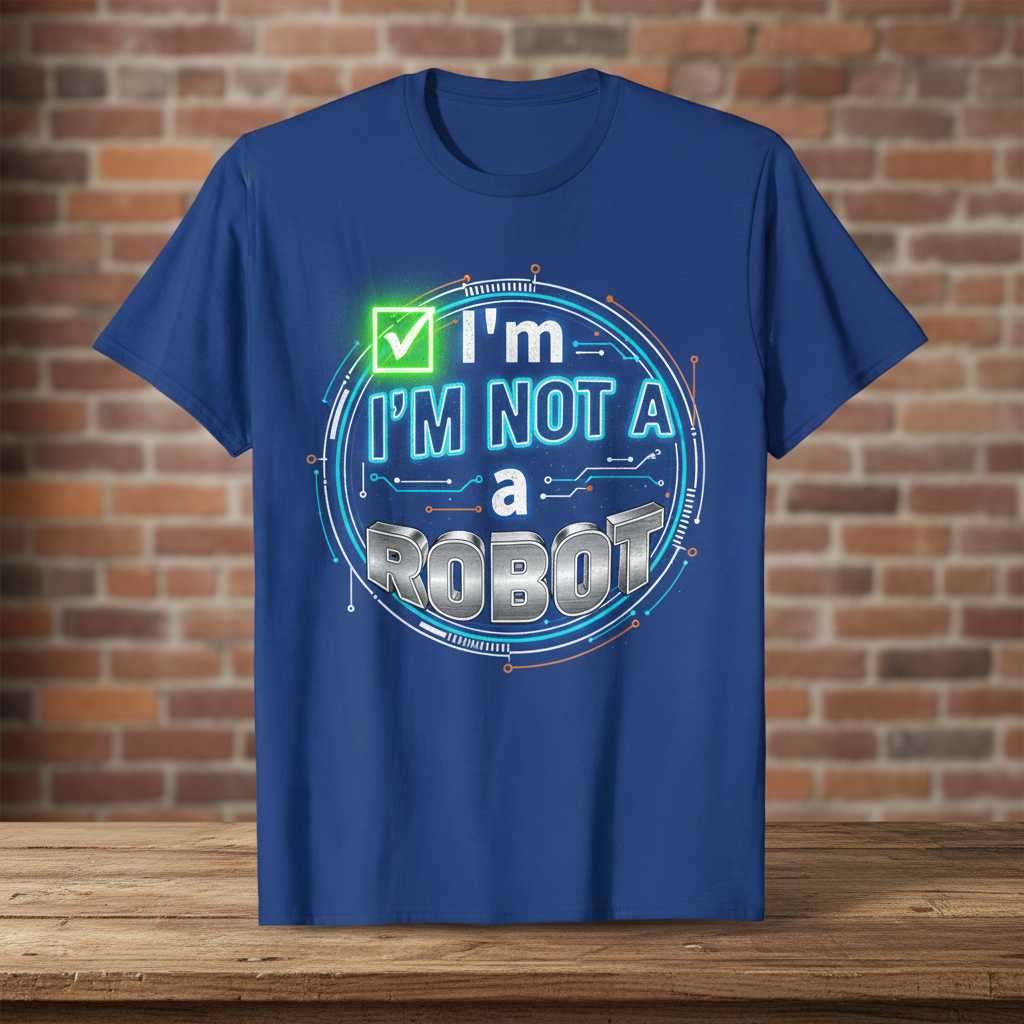 Im Not A Robot Graphic T-Shirt, Funny Tech Captcha Tee Unisex Wear Idea