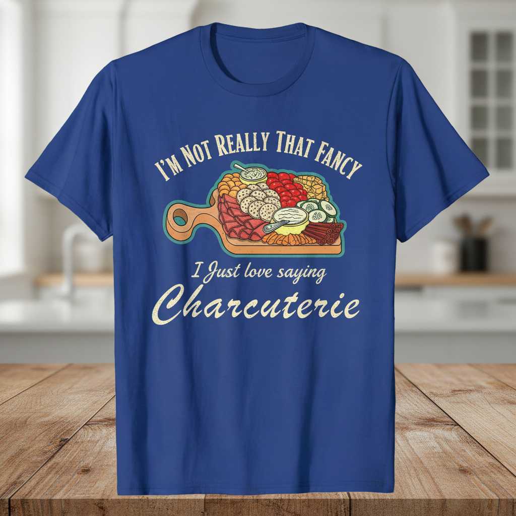 Im Not Really That Fancy I Just Love Saying Charcuterie Retro T-Shirt Funny Tee Idea