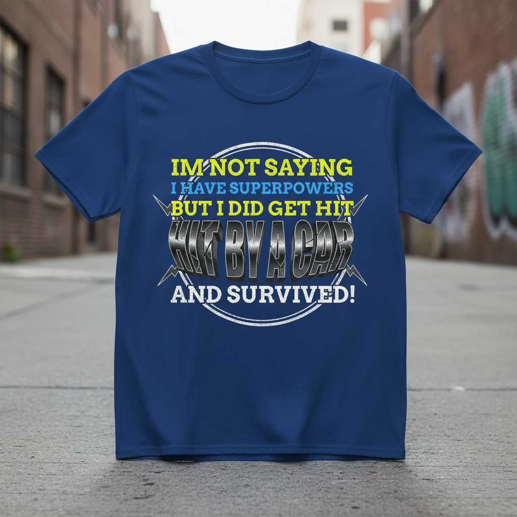 Im Not Saying I Have Superpowers But I Did Get Hit By A Car And Survived! Distressed T-Shirt Funny Tee