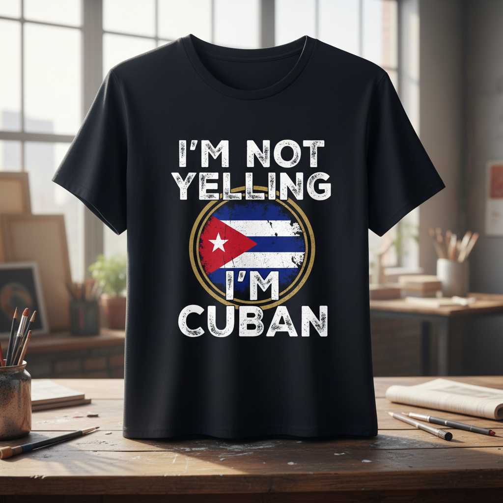 Im Not Yelling Im Cuban Vintage T-Shirt, Funny Graphic Tee Cuba Souvenir