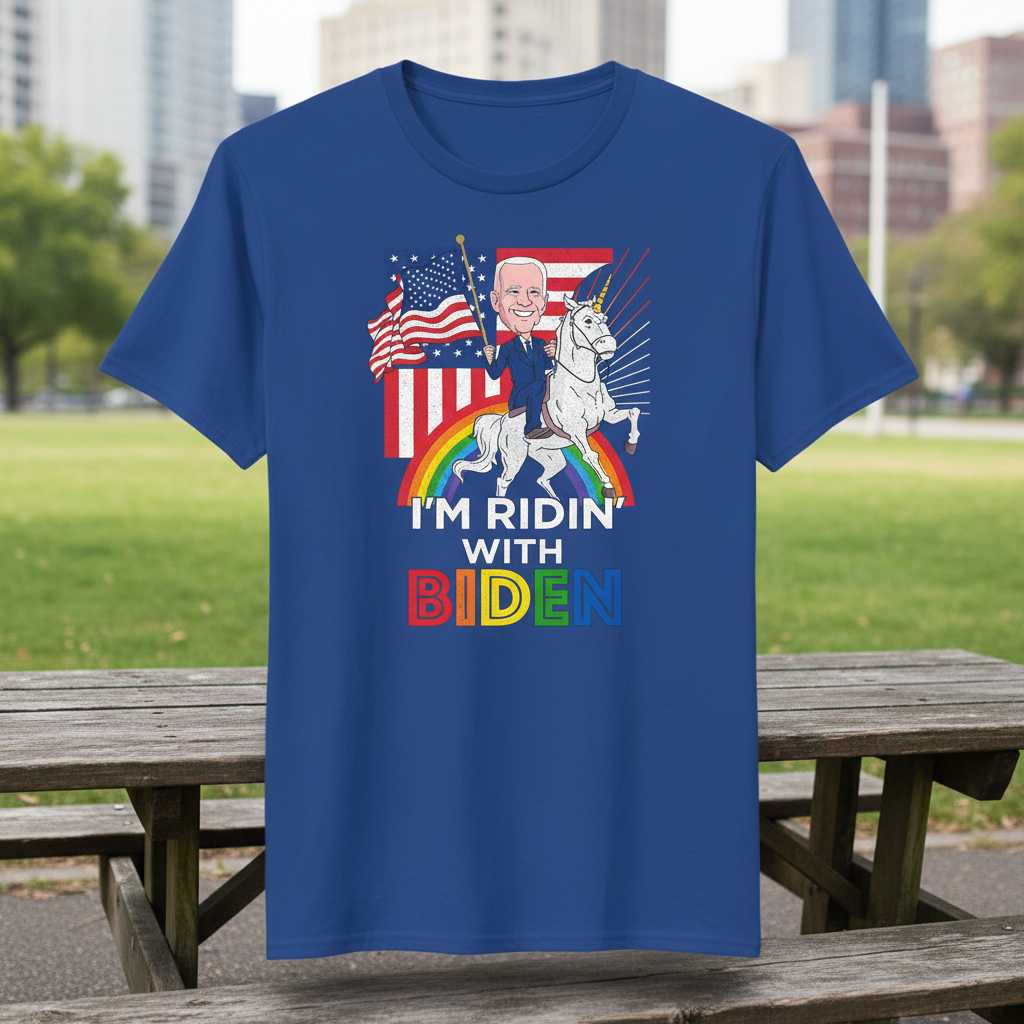 Im Ridin With Biden Unicorn Graphic T-Shirt, Political Tee Merch Idea