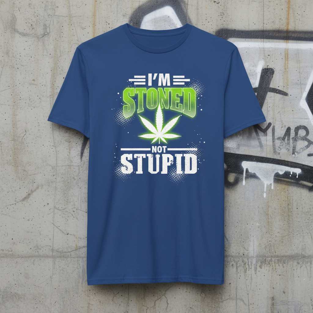 Im Stoned Not Stupid Distressed T-Shirt, Funny Graphic Tee Present Idea