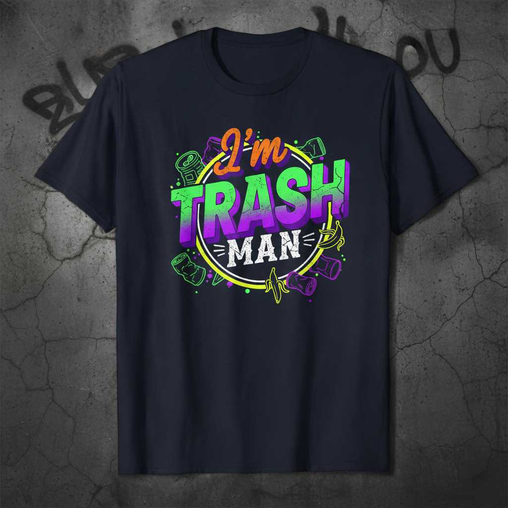 Im Trash Man Retro Distressed T-Shirt, Funny Graphic Tee Souvenir Gear