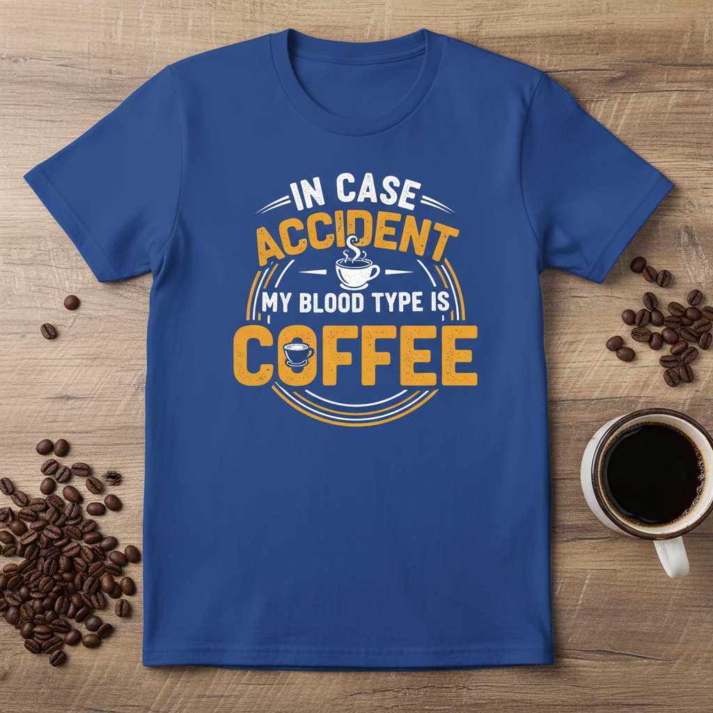In Case Accident My Blood Type Is Coffee Vintage T-Shirt, Funny Tee Idea