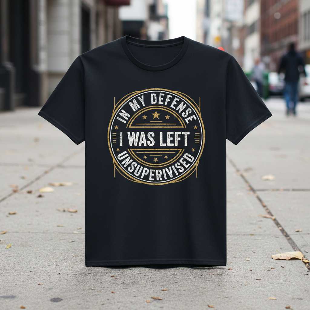 In My Defense I Was Left Unsupervised Vintage T-Shirt, Funny Graphic Tee