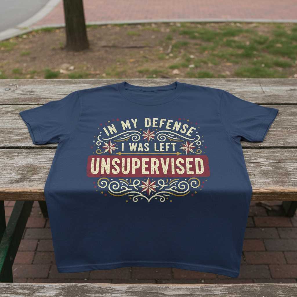 In My Defense I Was Left Unsupervised Vintage T-Shirt, Funny Novelty Tee Idea