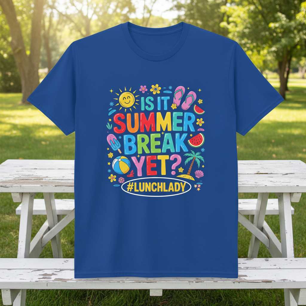 Is It Summer Break Yet- #Lunchlady Cafeteria T-Shirt, Funny Novelty Tee Idea