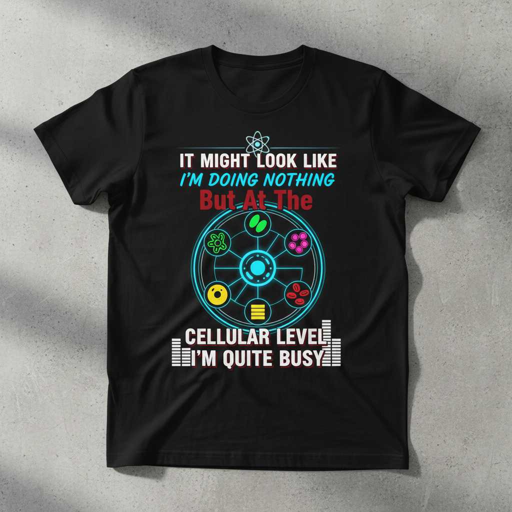 It Might Look Like Im Doing Nothing But At The Cellular Level Im Quite Busy T-Shirt Funny Tee