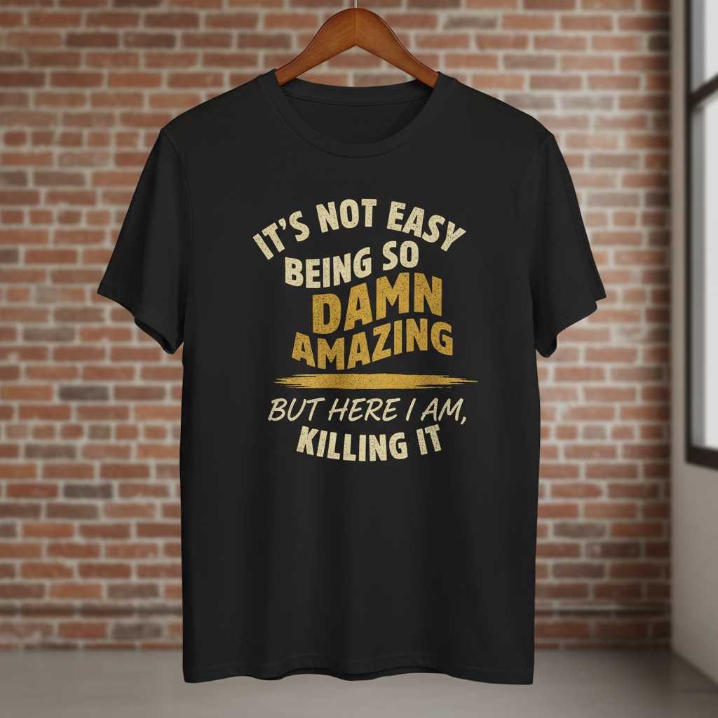 Its Not Easy Being So Damn Amazing But Here I Am, Killing It Distressed T-Shirt Funny Tee