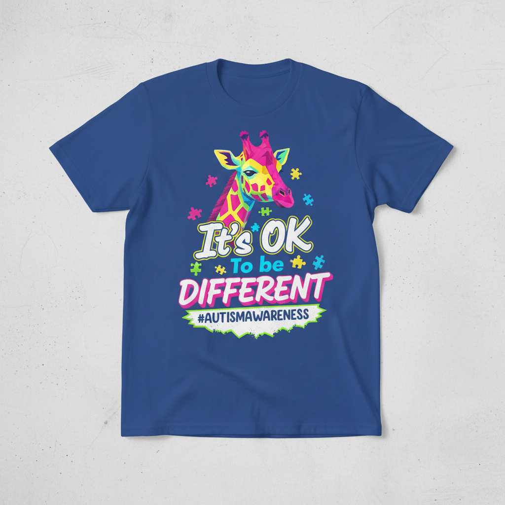 Its OK To Be Different Autism Awareness Graphic T-Shirt Novelty Tee Idea