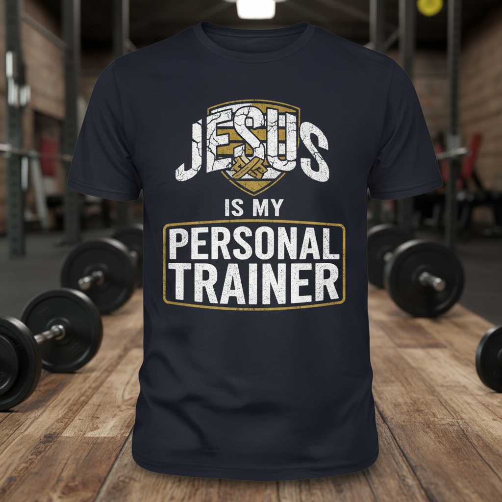 Jesus Is My Personal Trainer Distressed Vintage T-Shirt, Funny Christian Tee Gear